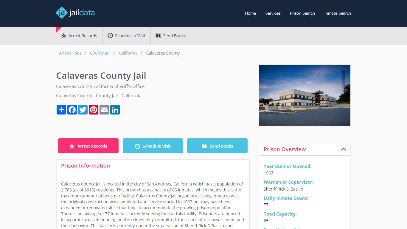 Calaveras County Jail Inmate Search and Prisoner Info - San Andreas, CA